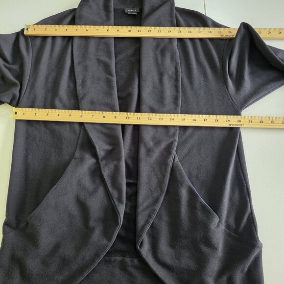 Theory Kolma Cardigan Womens S Black LS Cocoon Open Cotton Blend Pockets Capsule - Picture 4 of 16